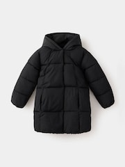 Mango Black Quilted Hooded Longline Anna Coat - Image 1 of 4