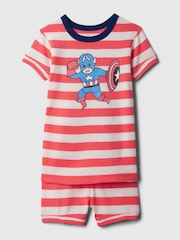 Gap Red Stripe Marvel Captain America Organic Cotton Marvel Pyjama Set (6mths-5yrs) - Image 1 of 2