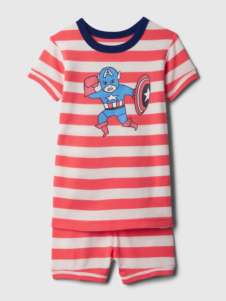 Gap Red Stripe Marvel Captain America Organic Cotton Marvel Pyjama Set (6mths-5yrs) - Image 1 of 2