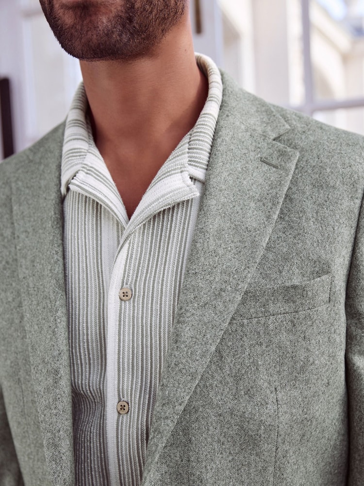 Green Tailored Fit Nova Fides Italian Wool Blend Suit: Jacket - Image 4 of 11