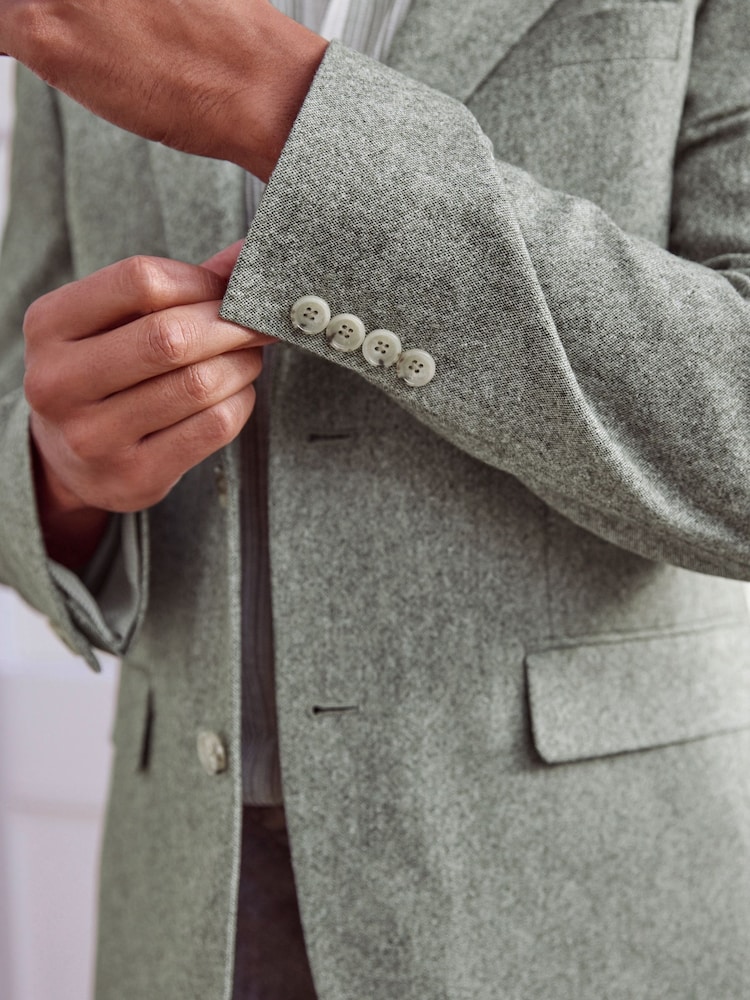 Green Tailored Fit Nova Fides Italian Wool Blend Suit: Jacket - Image 5 of 11