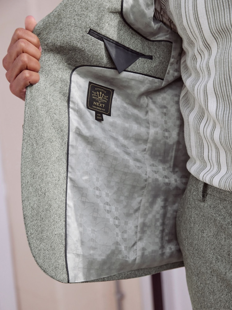 Green Tailored Fit Nova Fides Italian Wool Blend Suit: Jacket - Image 6 of 11