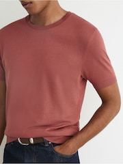 Reiss Soft Red Chad Cotton-Modal Crew-Neck Modern-Fit T-Shirt - Image 1 of 7