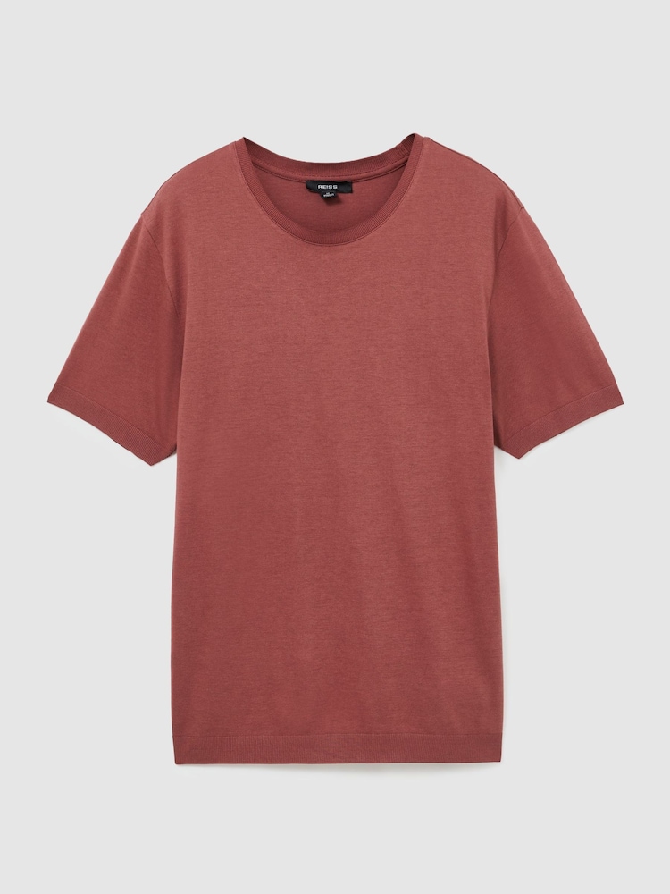 Reiss Soft Red Chad Cotton-Modal Crew-Neck Modern-Fit T-Shirt - Image 2 of 7
