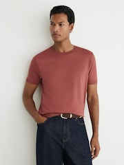 Reiss Soft Red Chad Cotton-Modal Crew-Neck Modern-Fit T-Shirt - Image 3 of 7