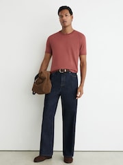 Reiss Soft Red Chad Cotton-Modal Crew-Neck Modern-Fit T-Shirt - Image 4 of 7