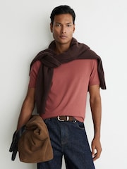 Reiss Soft Red Chad Cotton-Modal Crew-Neck Modern-Fit T-Shirt - Image 6 of 7