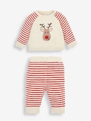 JoJo Maman Bébé Cream Reindeer Knitted Baby Set - Image 2 of 5