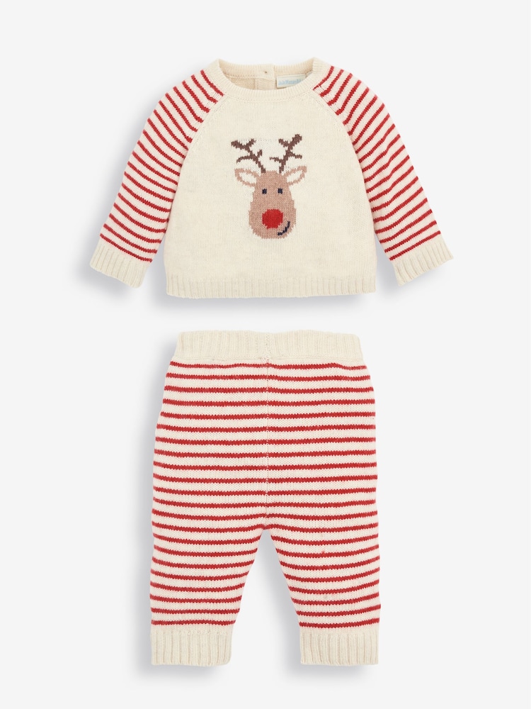 JoJo Maman Bébé Cream Reindeer Knitted Baby Set - Image 2 of 5