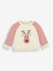 JoJo Maman Bébé Cream Reindeer Knitted Baby Set - Image 3 of 5