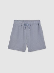 Reiss Airforce Blue Lowden Textured Stripe Drawstring Shorts - Image 2 of 6