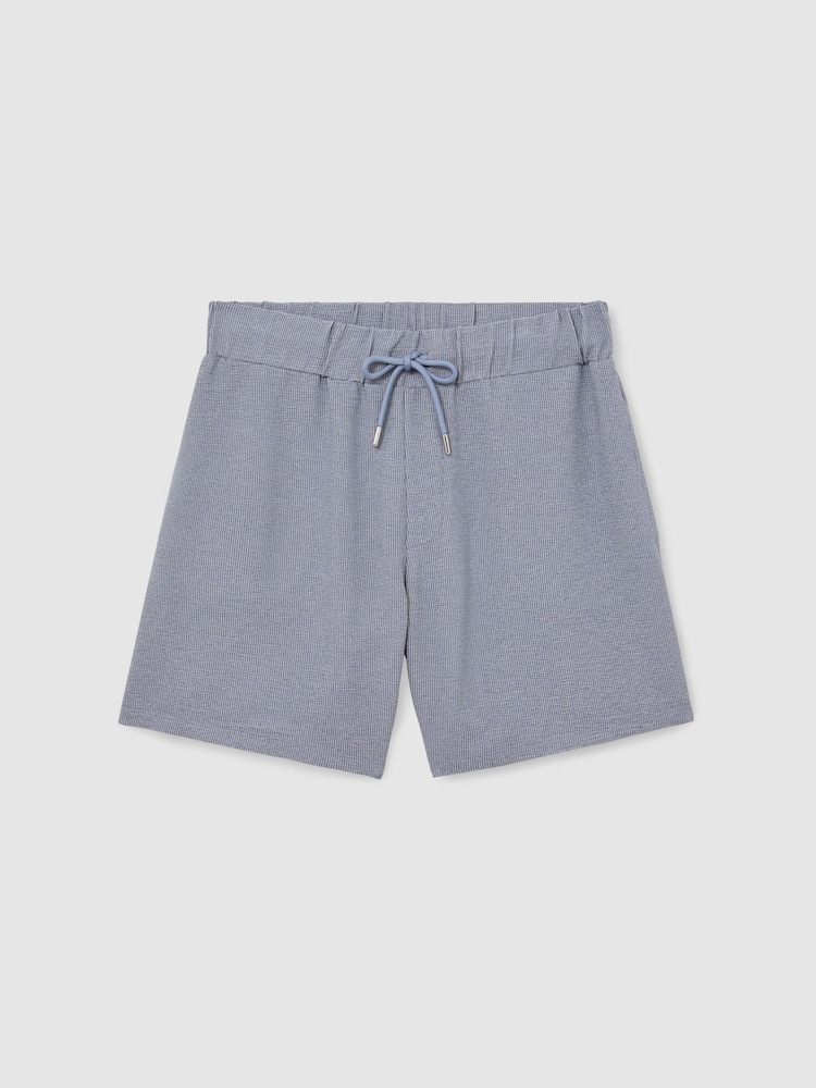 Reiss Airforce Blue Lowden Textured Stripe Drawstring Shorts - Image 2 of 6