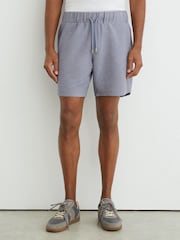 Reiss Airforce Blue Lowden Textured Stripe Drawstring Shorts - Image 3 of 6
