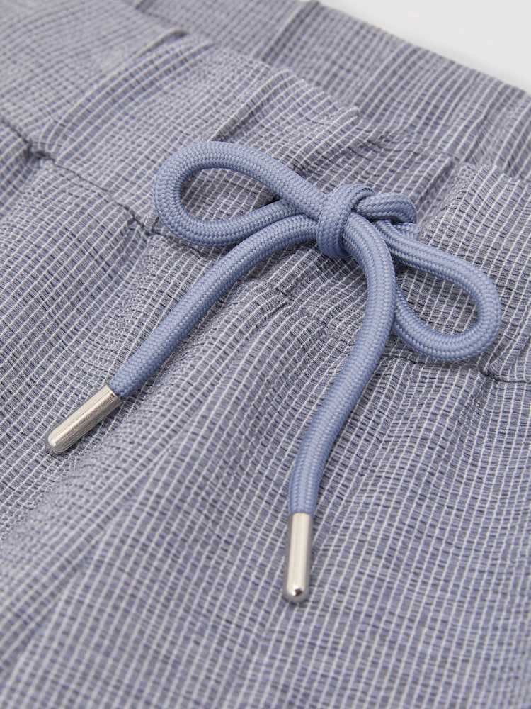 Reiss Airforce Blue Lowden Textured Stripe Drawstring Shorts - Image 6 of 6