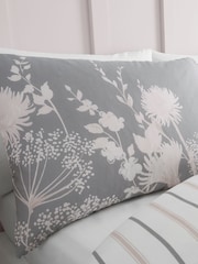 Catherine Lansfield Pink/Grey Meadowsweet Floral Reversible Duvet Cover Set - Image 2 of 4