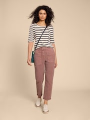 White Stuff Pink Petite Twister Chino Trousers With Linen - Image 3 of 7