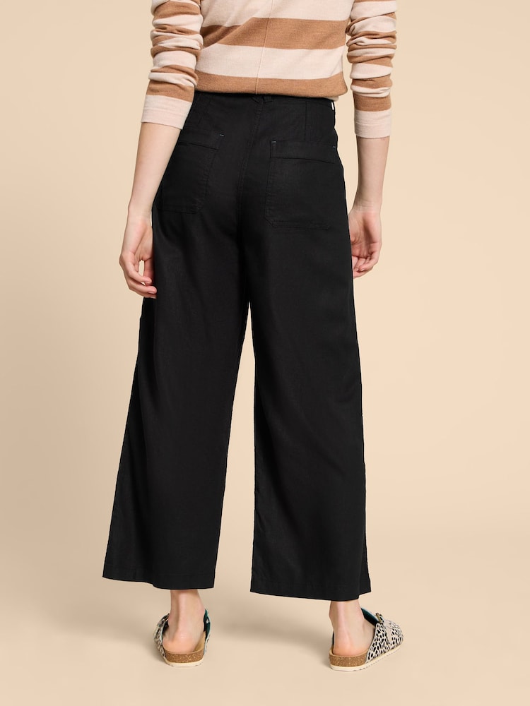 White Stuff Black Linen Blend Harper Trousers - Image 2 of 7