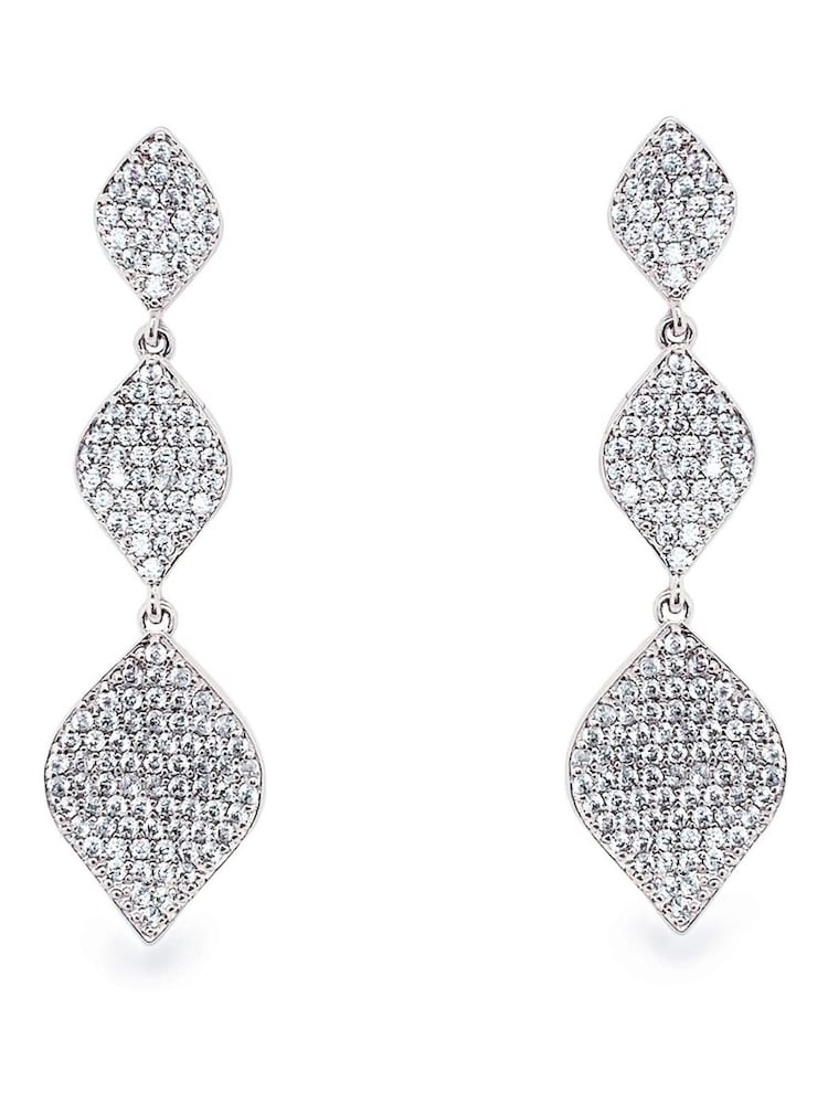 Ivory & Co Rhodium Rochelle Crystal Pave Triple Drop Earrings - Image 1 of 5