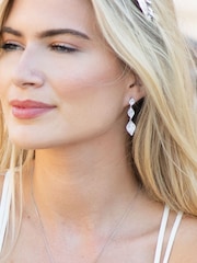 Ivory & Co Rhodium Rochelle Crystal Pave Triple Drop Earrings - Image 4 of 5