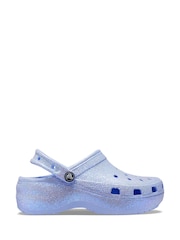 Crocs Blue Classic Platform Glitter Clogs - Image 1 of 5