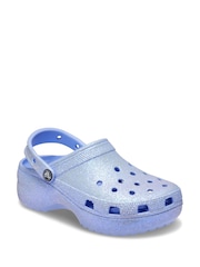 Crocs Blue Classic Platform Glitter Clogs - Image 2 of 5