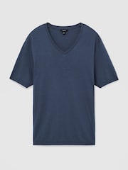Reiss Airforce Blue Salina Cotton-Modal V-Neck Tailored-Fit T-Shirt - Image 2 of 6
