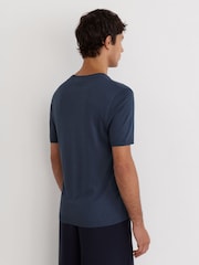 Reiss Airforce Blue Salina Cotton-Modal V-Neck Tailored-Fit T-Shirt - Image 5 of 6