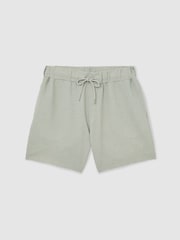 Reiss Sage Green Lowden Textured Stripe Drawstring Shorts - Image 2 of 6