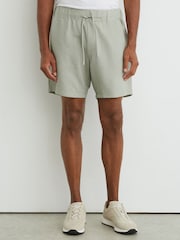 Reiss Sage Green Lowden Textured Stripe Drawstring Shorts - Image 4 of 6
