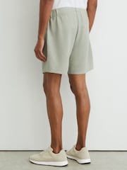 Reiss Sage Green Lowden Textured Stripe Drawstring Shorts - Image 5 of 6
