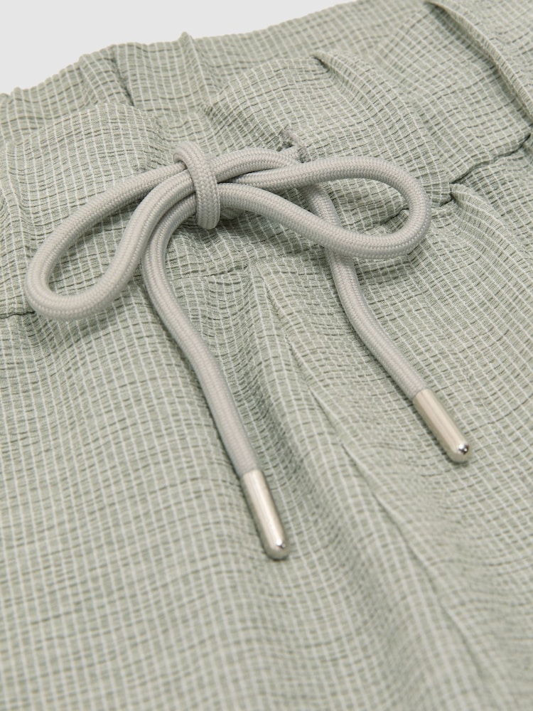 Reiss Sage Green Lowden Textured Stripe Drawstring Shorts - Image 6 of 6