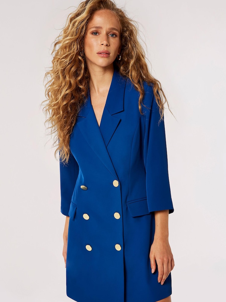 Apricot Blue Double Breasted Blazer Dress - Image 1 of 4
