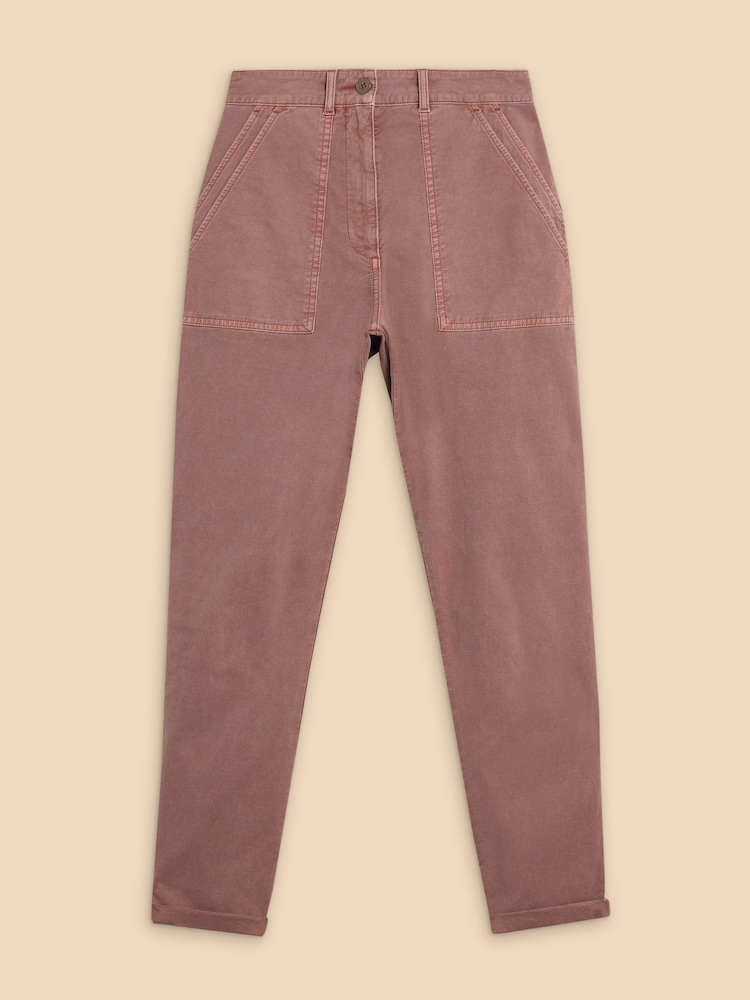 White Stuff Pink Twister Chino Trousers With Linen - Image 5 of 6