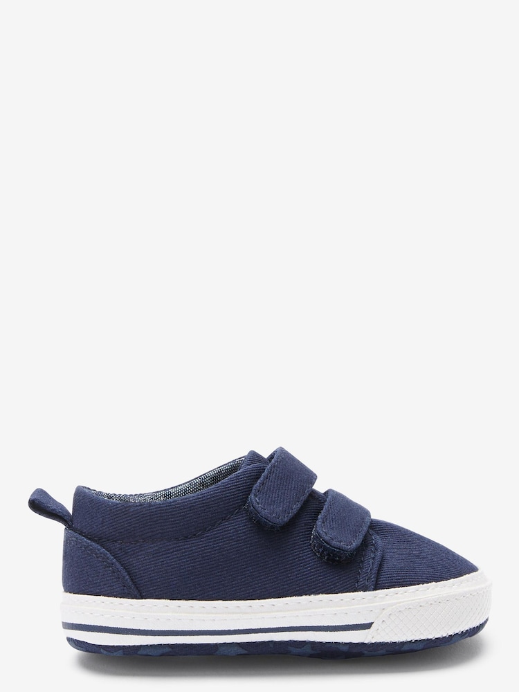 Navy Blue Tape Two Strap Baby Pram Shoes (0-24mths) - Image 2 of 6