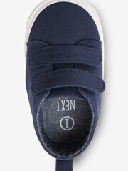 Navy Blue Tape Two Strap Baby Pram Shoes (0-24mths) - Image 4 of 6