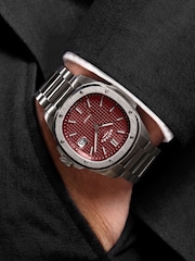 Rotary Silver Mens Apex Claret Dial Water Resistance Stainless Steel Bracelet Watch - Image 2 of 5