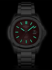 Rotary Silver Mens Apex Claret Dial Water Resistance Stainless Steel Bracelet Watch - Image 4 of 5