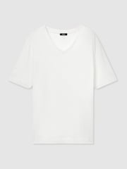Reiss White Salina Cotton-Modal V-Neck Tailored-Fit T-Shirt - Image 2 of 6