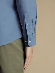 Charles Tyrwhitt Blue Plain Slim Fit Button-down Washed Oxford 100% Cotton Shirt - Image 3 of 6