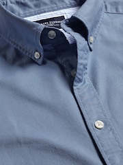 Charles Tyrwhitt Blue Plain Slim Fit Button-down Washed Oxford 100% Cotton Shirt - Image 5 of 6