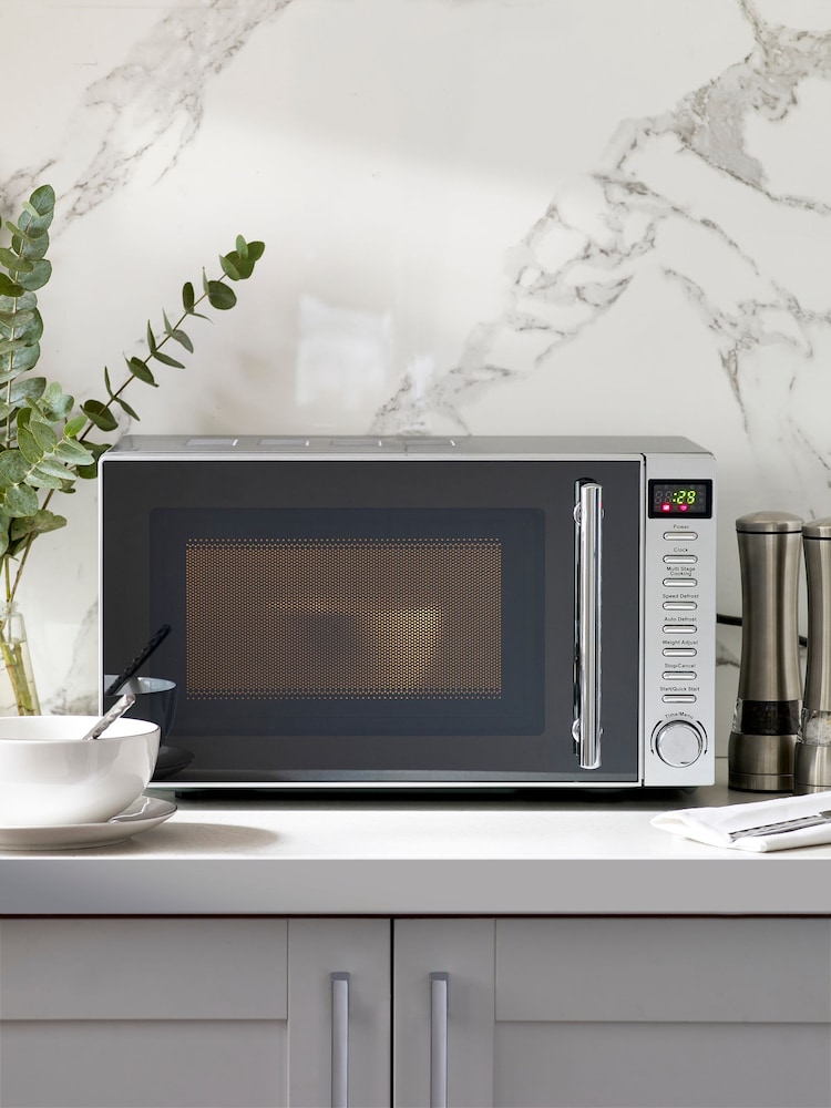 Polished Chrome Digital 800W 20L Microwave - Image 1 of 5