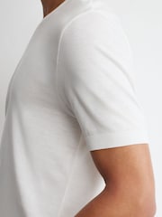 Reiss White Chad Cotton-Modal Crew-Neck Modern-Fit T-Shirt - Image 1 of 7