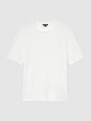 Reiss White Chad Cotton-Modal Crew-Neck Modern-Fit T-Shirt - Image 2 of 7