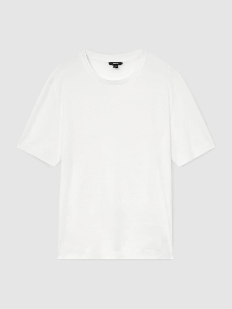 Reiss White Chad Cotton-Modal Crew-Neck Modern-Fit T-Shirt - Image 2 of 7 Reiss White Chad Cotton-Modal Crew-Neck Modern-Fit T-Shirt - Image 2 of 7