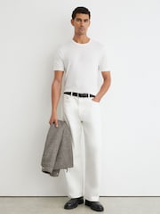Reiss White Chad Cotton-Modal Crew-Neck Modern-Fit T-Shirt - Image 3 of 7