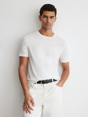 Reiss White Chad Cotton-Modal Crew-Neck Modern-Fit T-Shirt - Image 4 of 7