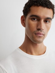 Reiss White Chad Cotton-Modal Crew-Neck Modern-Fit T-Shirt - Image 5 of 7