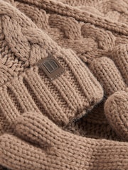 Mocha Brown Knitted Hat, Gloves and Scarf 3 Piece Set (3-16yrs) - Image 2 of 2