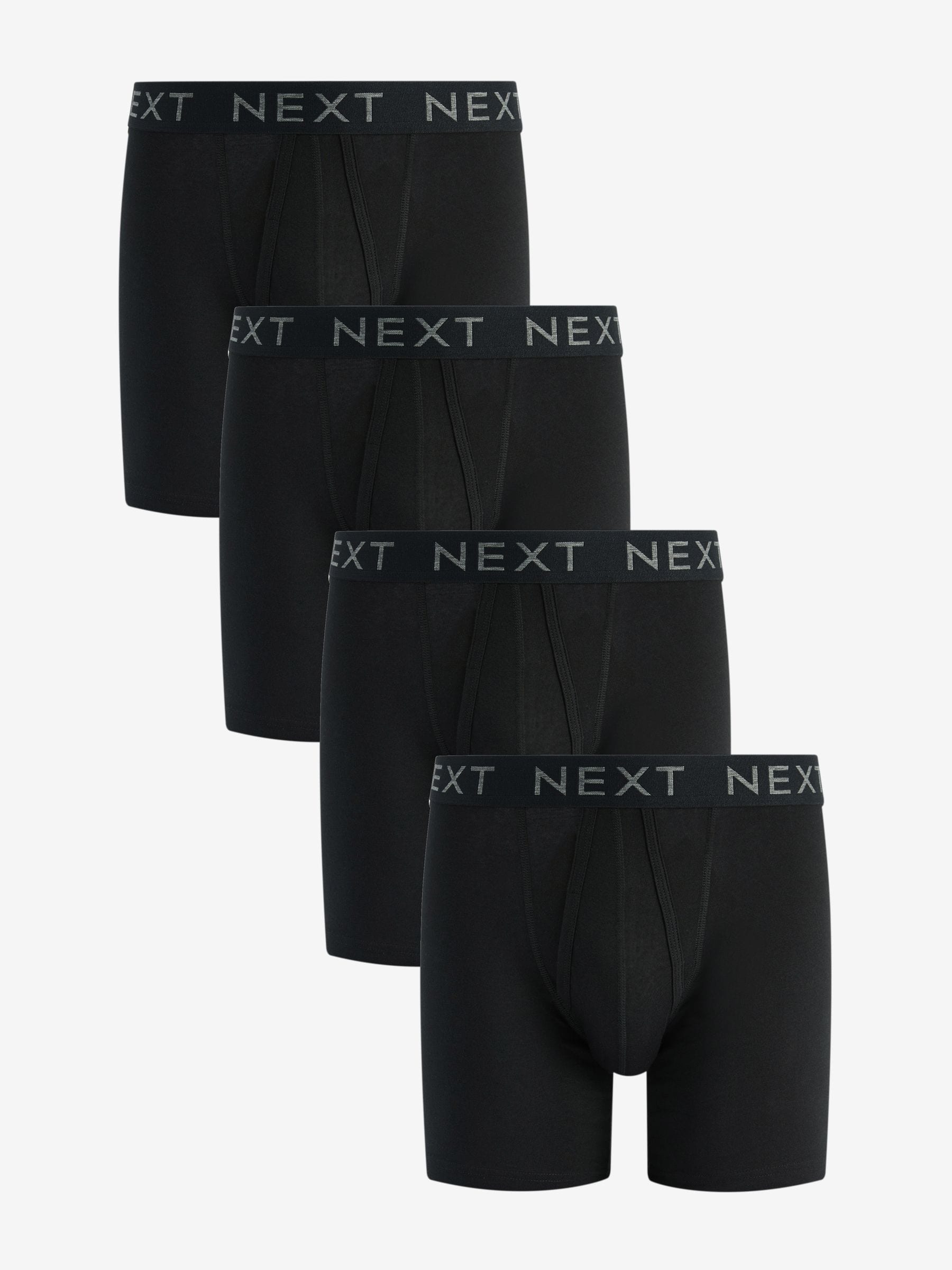 Black 4 pack Sports Longer Length A Fronts Boxers
