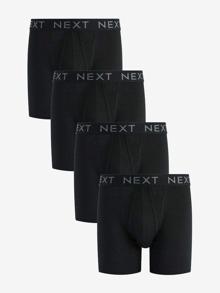 Svart - 4 -paket - Sports Longer Length A-Front Boxers - Bild 1 av 4